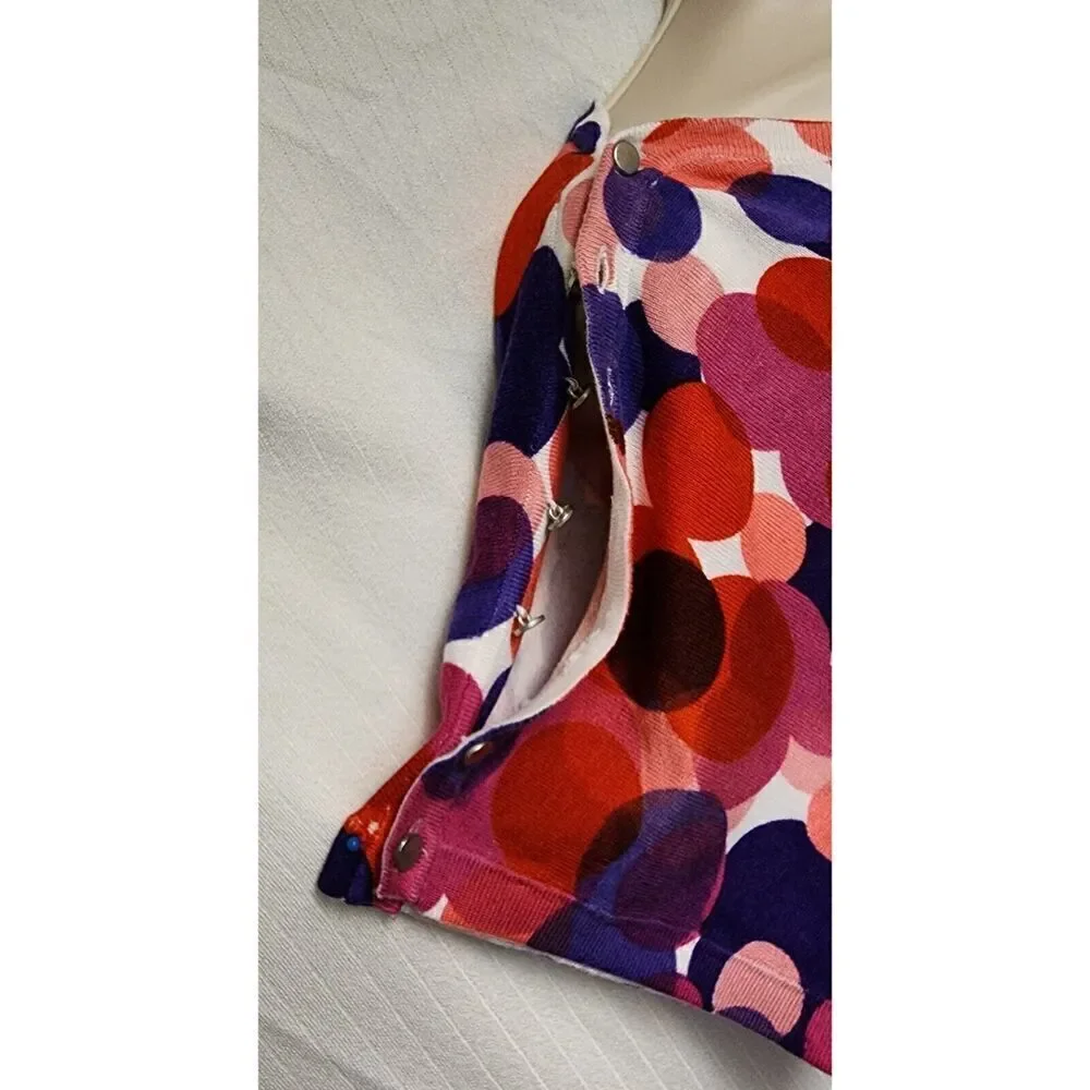 Joseph A Boat Neck Colorblock Sweater Multicolor Dots XL